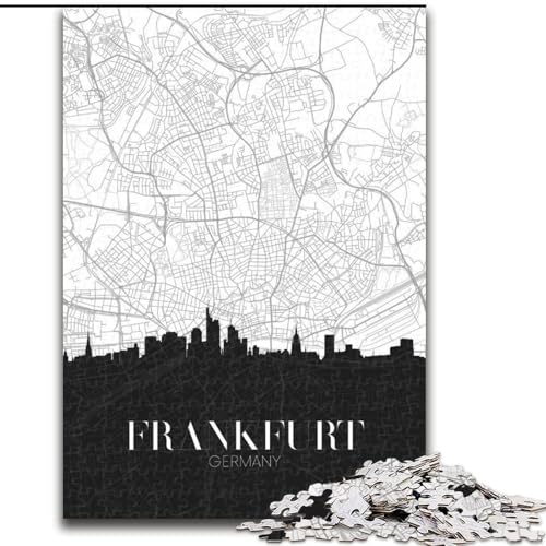 Puzzle für Erwachsene, 1000 Teile, Frankfurt, anspruchsvolles Spiel und Familienspiel mit vollständig ineinandergreifenden, zufällig geformten Teilen (50x75cm), 1000 Stück von NGZITNFXL