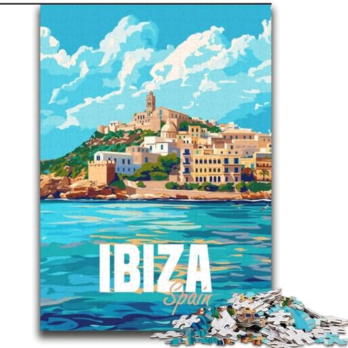 Puzzle für Erwachsene, 1000 Teile, Ibiza, Spanien, Reise, anspruchsvolles Spiel und Familienspiel mit vollständig ineinandergreifenden, zufällig geformten Teilen (38x52cm), 1000 Teile von NGZITNFXL
