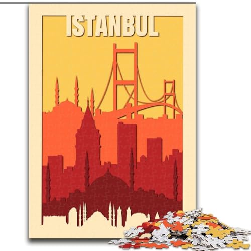 Puzzle für Erwachsene, 1000 Teile, Istanbul-Reiseplakat Anspruchsvolles Spiel und Familienspiel mit vollständig ineinandergreifenden, zufällig geformten Teilen (50x75cm), 1000 Teile von NGZITNFXL