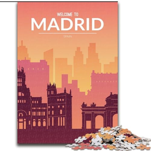 Puzzle für Erwachsene, 1000 Teile, Madrid, Spanien, Lernspielzeug, Familienspiele, Lernspiel für Geburtstag, Weihnachten (50x75cm), 1000 Teile von NGZITNFXL