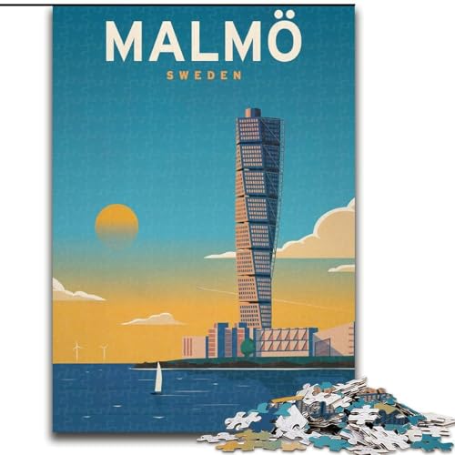 Puzzle für Erwachsene, 1000 Teile, Malmö, geeignet für Personen ab 14 Jahren, Lernspiel, Herausforderung, Spielzeug, Geschenk zum Geburtstag (50x75cm), 1000 Stück von NGZITNFXL