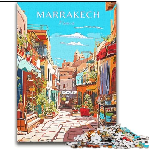 Puzzle für Erwachsene, 1000 Teile, Marrakesch-Reise, anspruchsvolles Spiel und Familienspiel mit vollständig ineinandergreifenden, zufällig geformten Teilen (38x52cm), 1000 Stück von NGZITNFXL