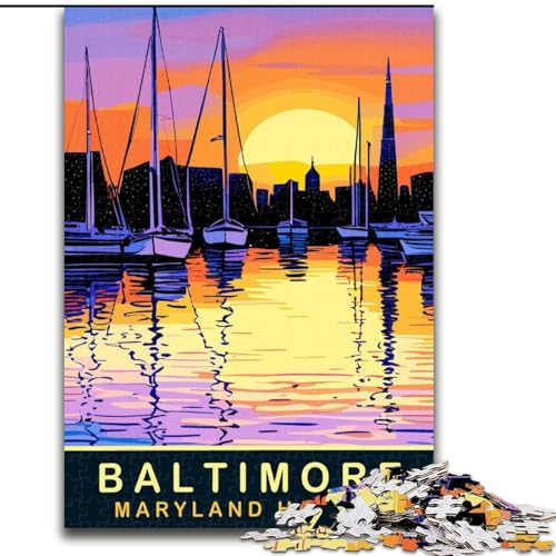 Puzzle für Erwachsene, 1000 Teile, Maryland Harbor Baltimore, Herausforderung für die Gehirnintelligenz, süchtig machendes Spielzeug, lustiges Geschenk für Kinder ab 14 Jahren (50x75cm), 1000 Teile von NGZITNFXL