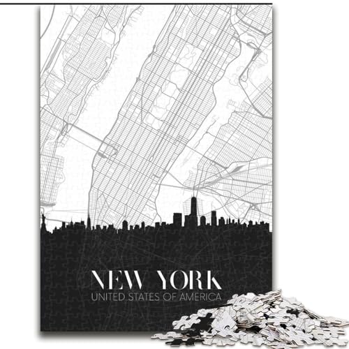 Puzzle für Erwachsene, 1000 Teile, New York, Lernspielzeug, Familienspiele, stärkt die Liebe zwischen Paaren (38x26cm), 1000 Teile von NGZITNFXL