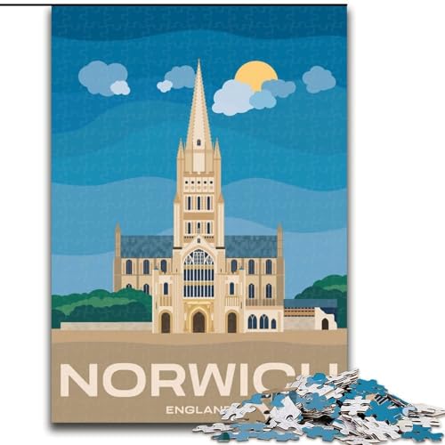 Puzzle für Erwachsene, 1000 Teile, Norwich, England, geeignet für Personen ab 14 Jahren, Lernspiel, Herausforderung, Spielzeug, Geschenk zum Geburtstag (50x75cm), 1000 Teile von NGZITNFXL