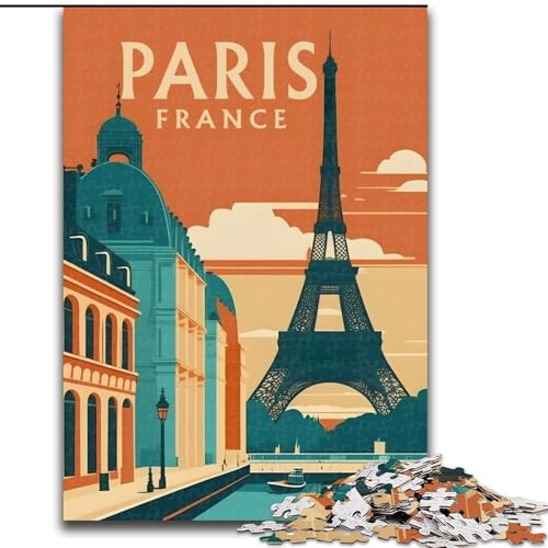 Puzzle für Erwachsene, 1000 Teile, Reiseplakat von Paris, Frankreich, Lernspielzeug, Familienspiele, stärkt die Liebe zwischen Paaren (38x26cm), 1000 Stück von NGZITNFXL
