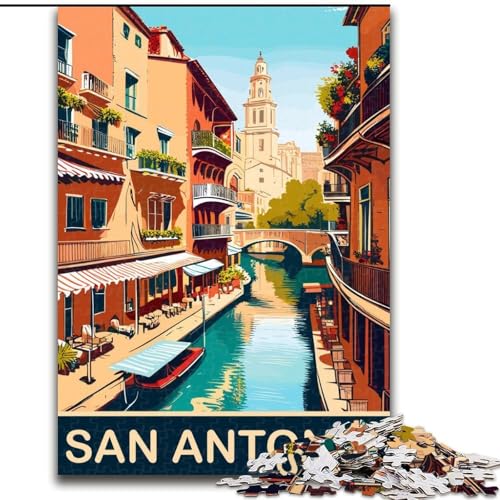 Puzzle für Erwachsene, 1000-teiliges Puzzle, San Antonio, Herausforderung für die Gehirnintelligenz, süchtig machendes Spielzeug, lustiges Geschenk für Kinder ab 14 Jahren (38x26cm), 1000 Teile von NGZITNFXL