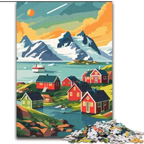 Puzzle für Erwachsene,1000 Teile,Landschaft eines grönländischen Dorfes,anspruchsvoll zu vervollständigen,aber unterhaltsam und humorvoll,einzigartige Heimdekoration und Geschenke (38x26cm),1000 Teile von NGZITNFXL