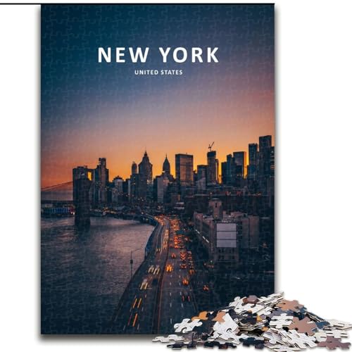 Puzzle für Erwachsene 1000 New York City Nachtansicht Lernspielzeug Familienspiele Fördern Sie die Liebe zwischen Paaren (50x75cm) 1000 Teile von NGZITNFXL