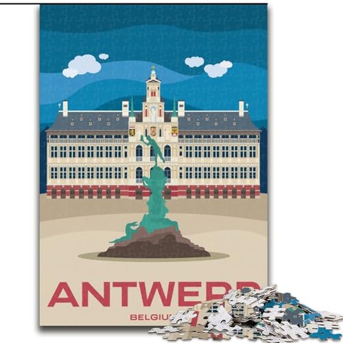 Puzzle für Erwachsene 1000 Teile, Antwerpen, Belgien, Stadtbild, Dekomprimierendes, intellektuelles Lernspielzeug, perfekte Dekoration (50x75cm), 1000 Teile von NGZITNFXL