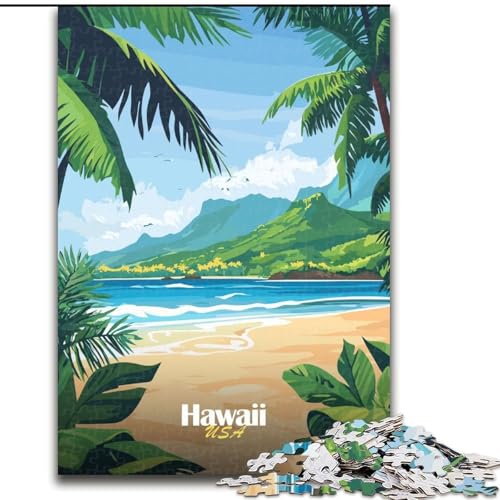 Puzzle für Erwachsene 1000 Teile, Hawaii-Strandlandschaft, Dekomprimierendes, intellektuelles Lernspielzeug, perfekte Dekoration (50x75cm), 1000 Teile von NGZITNFXL