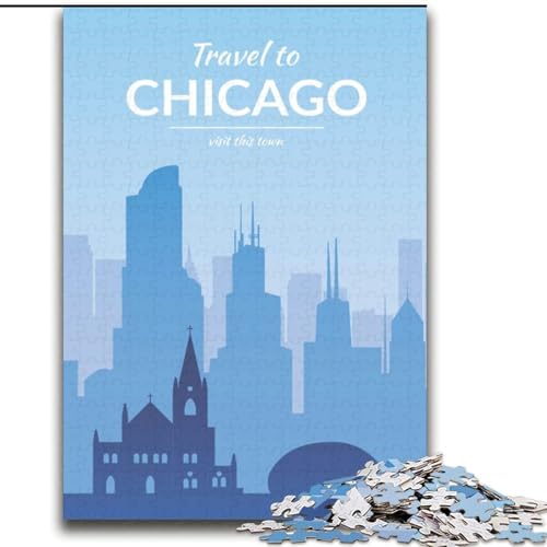 Puzzle für Erwachsene 1000 Teile Chicago Denksportaufgabe Spiel Wanddekoration Einzigartige Geburtstags (38x52cm) 1000pcs von NGZITNFXL