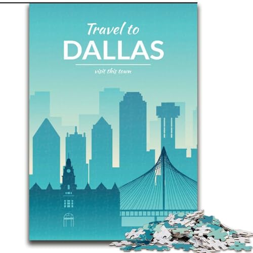 Puzzle für Erwachsene 1000 Teile Dallas Texas Dekomprimierendes intellektuelles Lernspielzeug Perfekte Dekoration (50x75cm) 1000 Stück von NGZITNFXL