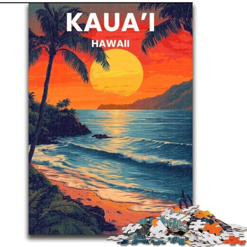 Puzzle für Erwachsene 1000 Teile Kauai Hawaii Illustration Denksportspiel Wanddekoration Einzigartige Geburtstags (50x75cm) 1000pcs von NGZITNFXL