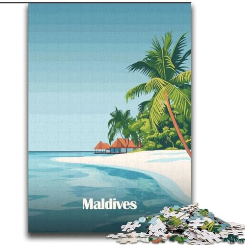 Puzzle für Erwachsene 1000 Teile Malediven-Strandszene Denksportaufgabe Spiel Wanddekoration Einzigartige Geburtstags (38x52cm) 1000pcs von NGZITNFXL