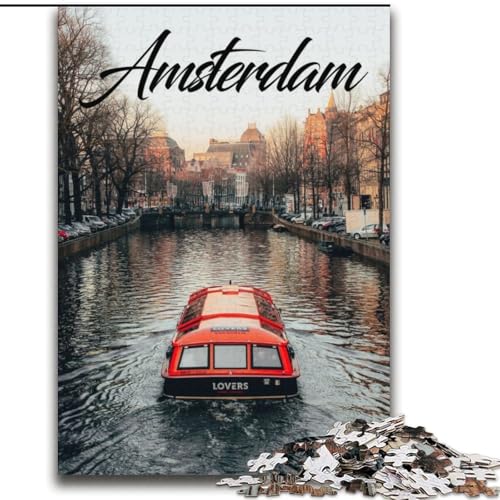 Puzzle für Erwachsene und Jugendliche, 1000 Teile, Amsterdam, Stressabbau, schwierige Herausforderung, einzigartige Heimdekoration und Geschenke (38x52cm), 1000 Teile von NGZITNFXL