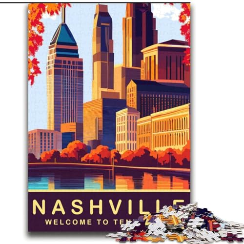 Puzzle für Erwachsene und Jugendliche, 1000 Teile, Nashville, Stressabbau, schwierige Herausforderung, einzigartige Heimdekoration und Geschenke (38x52cm), 1000 Teile von NGZITNFXL