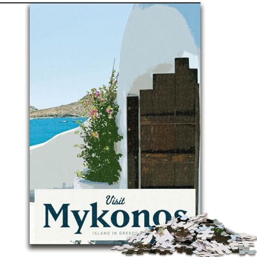 Puzzle für Erwachsene und Teenager, 1000 Teile, Besuchen Sie Mykonos, pädagogisches Spielzeug zum Stressabbau, Geschenke für Freunde und Familie (50x75cm), 1000 Teile von NGZITNFXL