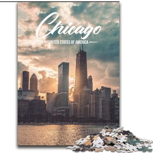 Puzzle für Erwachsene und Teenager, 1000 Teile, Chicago, pädagogisches Spielzeug zum Stressabbau, Geschenke für Freunde und Familie (50x75cm), 1000 Teile von NGZITNFXL