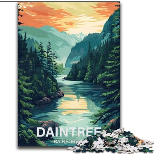 Puzzle für Erwachsene und Teenager, 1000 Teile, Daintree-Regenwaldlandschaft, pädagogisches Spielzeug zum Stressabbau, Geschenke für Freunde und Familie (38x26cm), 1000 Teile von NGZITNFXL