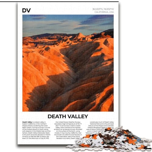 Puzzle für Erwachsene und Teenager, 1000 Teile, Death Valley, Stressabbau, schwierige Herausforderung, einzigartige Heimdekoration und Geschenke (38x26cm), 1000 Teile von NGZITNFXL