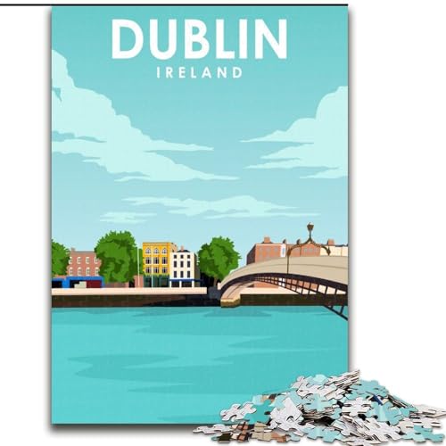 Puzzle für Erwachsene und Teenager, 1000 Teile, Dublin, Irland, Reisekunst, pädagogisches Spielzeug zum Stressabbau, Geschenke für Freunde und Familie (50x75cm), 1000 Teile von NGZITNFXL