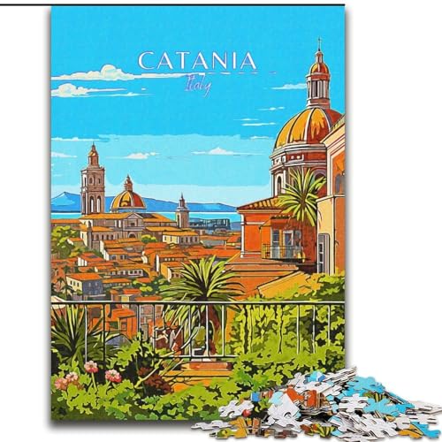 Puzzle für Jugendliche, 1000 Teile, Italien, Catania, Reisespielzeug, Denkspiel zur Heimdekoration, für Kinder ab 14 Jahren (50x75cm), 1000 Teile von NGZITNFXL