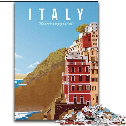 Puzzle für Jugendliche, 1000 Teile, Italien, Riomaggiore, für Lernspiele, Herausforderung, Spielzeug, Künstlersammlung, Bildende Kunst (50x75cm), 1000 Teile von NGZITNFXL