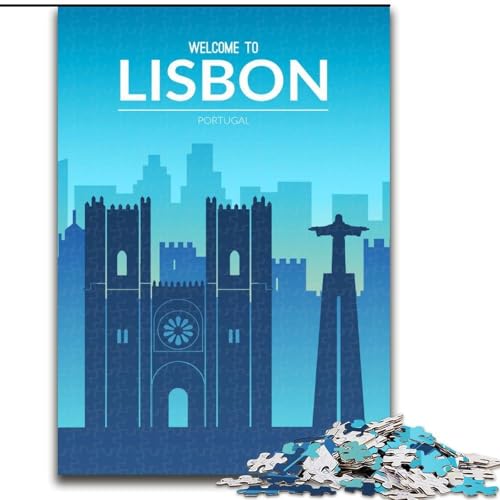Puzzle für Jugendliche, 1000 Teile, Lissabon, Portugal, Spielzeug, Denkspiel zur Heimdekoration, für Kinder ab 14 Jahren (50x75cm), 1000 Teile von NGZITNFXL