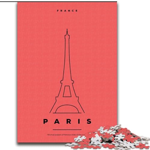 Puzzle für Jugendliche, 1000 Teile, Paris, Frankreich, Spielzeug, Denkspiel zur Heimdekoration, für Kinder ab 14 Jahren (50x75cm), 1000 Teile von NGZITNFXL