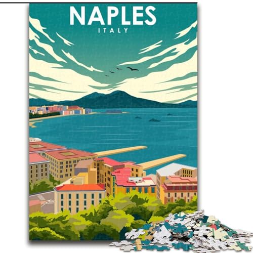 Puzzle für Teenager, 1000 Neapel, Italien, Reiseposter, Familienspiel, Stressabbau, schwierige Herausforderung, Wichtelgeschenke (50x75cm), 1000 Teile von NGZITNFXL
