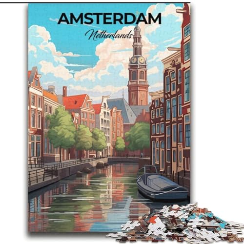 Puzzle für Teenager, 1000 Teile, Amsterdam, Niederlande, anspruchsvolles Spiel, Geschenke ganze Familie (38x52cm), 1000 Teile von NGZITNFXL
