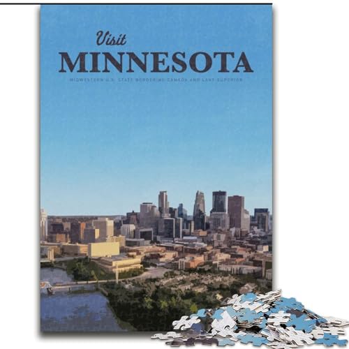 Puzzle für Teenager, 1000 Teile, Besuchen Sie Minnesota, Spielzeug, Denkspiel zur Heimdekoration, für Kinder ab 14 Jahren (50x75cm), 1000 Teile von NGZITNFXL