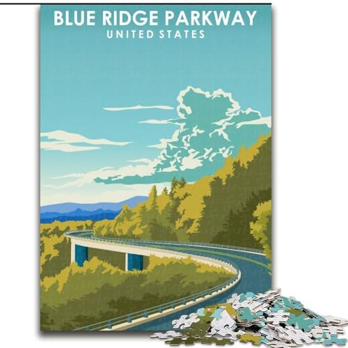 Puzzle für Teenager, 1000 Teile, Blue Ridge Parkway Art, für Kinder ab 14 Jahren, entspannendes, intellektuelles Lernspielzeug, tolles Geschenk (50x75cm), 1000 Teile von NGZITNFXL