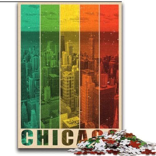 Puzzle für Teenager, 1000 Teile, Chicago, anspruchsvolles Spiel, Geschenke ganze Familie (38x52cm), 1000 Teile von NGZITNFXL