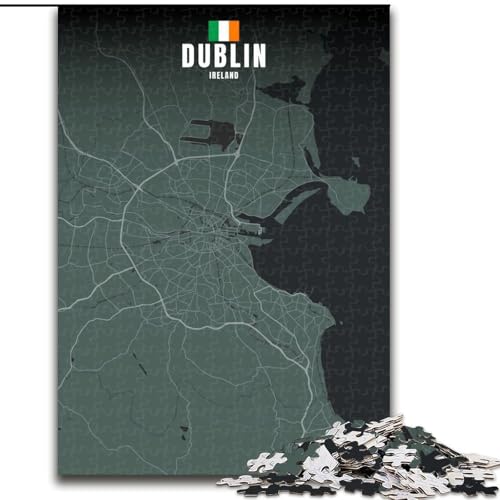 Puzzle für Teenager, 1000 Teile, Dublin, Irland-Karte, für Lernspiele, Herausforderung, Spielzeug, Künstlersammlung, Bildende Kunst (38x26cm), 1000 Teile von NGZITNFXL