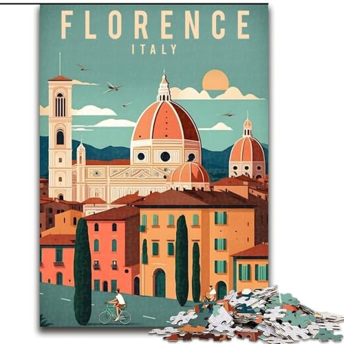 Puzzle für Teenager, 1000 Teile, Florenz, Italien, Reisekunst, für Lernspiele, Herausforderung, Spielzeug, Künstlersammlung, Bildende Kunst (38x26cm), 1000 Teile von NGZITNFXL