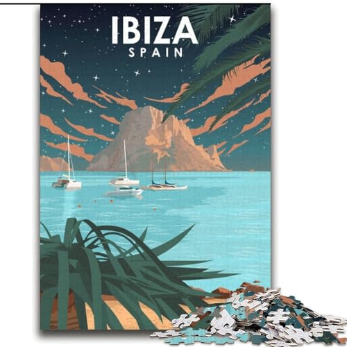 Puzzle für Teenager, 1000 Teile, Ibiza, Spanien, Nachtkunst, für Lernspiele, Herausforderung, Spielzeug, Künstlersammlung, Bildende Kunst (38x52cm), 1000 Teile von NGZITNFXL