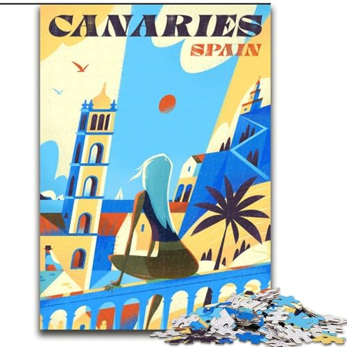Puzzle für Teenager, 1000 Teile, Kanaren, Spanien, Reiseposter, für Lernspiele, Herausforderung, Spielzeug, Künstlersammlung, Bildende Kunst (50x75cm), 1000 Teile von NGZITNFXL