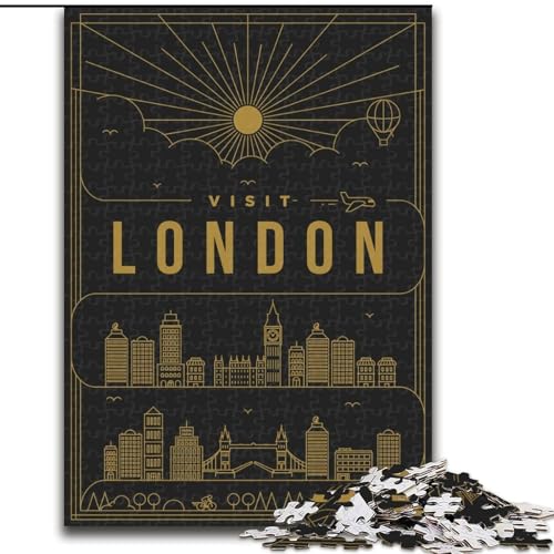Puzzle für Teenager, 1000 Teile, London, Großbritannien, Spielzeug, Denkspiel zur Heimdekoration, für Kinder ab 14 Jahren (38x26cm), 1000 Teile von NGZITNFXL
