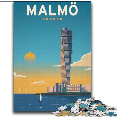 Puzzle für Teenager, 1000 Teile, Malmö, für Kinder ab 14 Jahren, für Familienspaß und Spieleabende, Geschenkspielzeug (38x52cm), 1000 Teile von NGZITNFXL