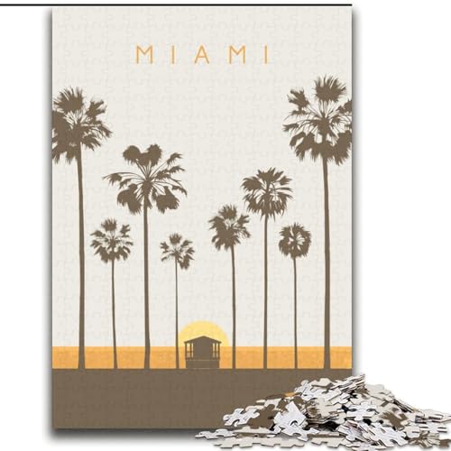Puzzle für Teenager, 1000 Teile, Miami, für Lernspiele, Herausforderung, Spielzeug, Künstlersammlung, Bildende Kunst (38x52cm), 1000 Teile von NGZITNFXL