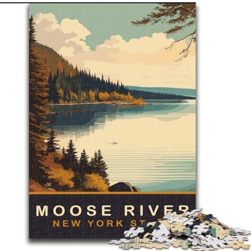 Puzzle für Teenager, 1000 Teile, Moose River, für Lernspiele, Herausforderung, Spielzeug, Künstlersammlung, Bildende Kunst (50x75cm), 1000 Teile von NGZITNFXL