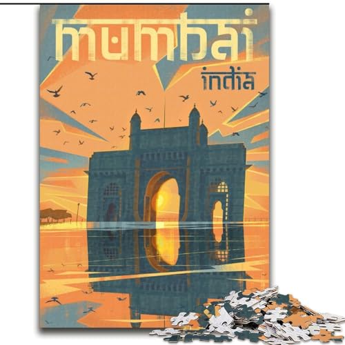 Puzzle für Teenager, 1000 Teile, Mumbai Gateway, für Kinder ab 14 Jahren, entspannendes, intellektuelles Lernspielzeug, tolles Geschenk (50x75cm), 1000 Teile von NGZITNFXL