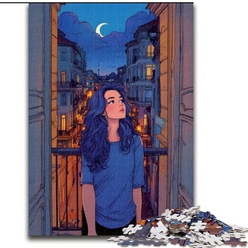 Puzzle für Teenager, 1000 Teile, Nachtansicht vom Balkon, Spielzeug, intellektuelles Spiel zur Heimdekoration, für Kinder ab 14 Jahren (38x26cm), 1000 Teile von NGZITNFXL