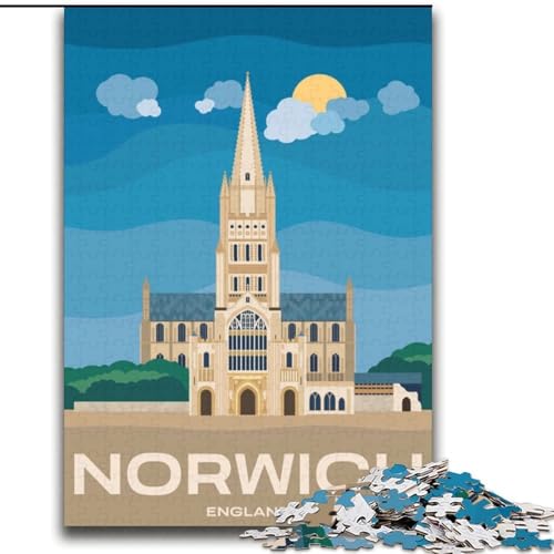 Puzzle für Teenager, 1000 Teile, Norwich, England, für Kinder ab 14 Jahren, entspannendes, intellektuelles Lernspielzeug, tolles Geschenk (38x52cm), 1000 Teile von NGZITNFXL