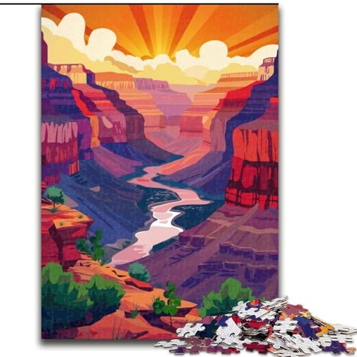 Puzzle für Teenager, 1000 Teile, Sonnenuntergang am Grand Canyon, für Lernspiele, Herausforderung, Spielzeug, Künstlersammlung, Bildende Kunst (38x26cm), 1000 Teile von NGZITNFXL
