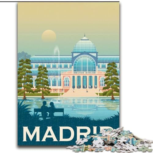 Puzzle für Teenager, 1000 Teile, Stadtbild von Madrid, Spanien, für Lernspiele, Herausforderung, Spielzeug, Künstlersammlung, Bildende Kunst (50x75cm), 1000 Teile von NGZITNFXL