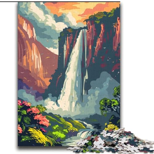 Puzzle für Teenager, 1000 Teile, majestätischer Wasserfall, für Lernspiele, Herausforderung, Spielzeug, Künstlersammlung, Bildende Kunst (38x52cm), 1000 Teile von NGZITNFXL