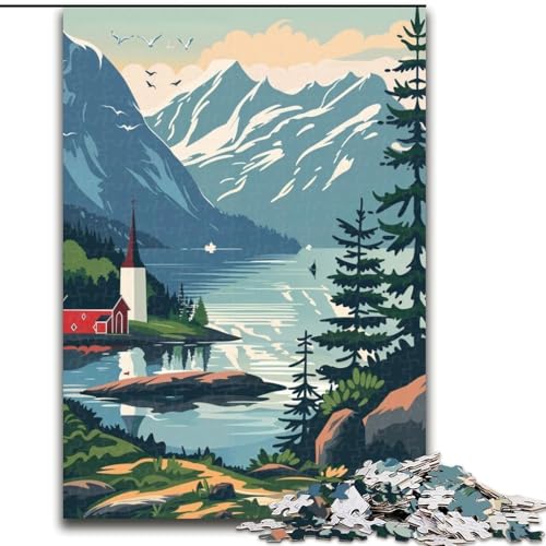 Puzzle für Teenager, 1000 Teile, norwegische Landschaft, anspruchsvolles Spiel, Geschenke ganze Familie (38x26cm), 1000 Teile von NGZITNFXL